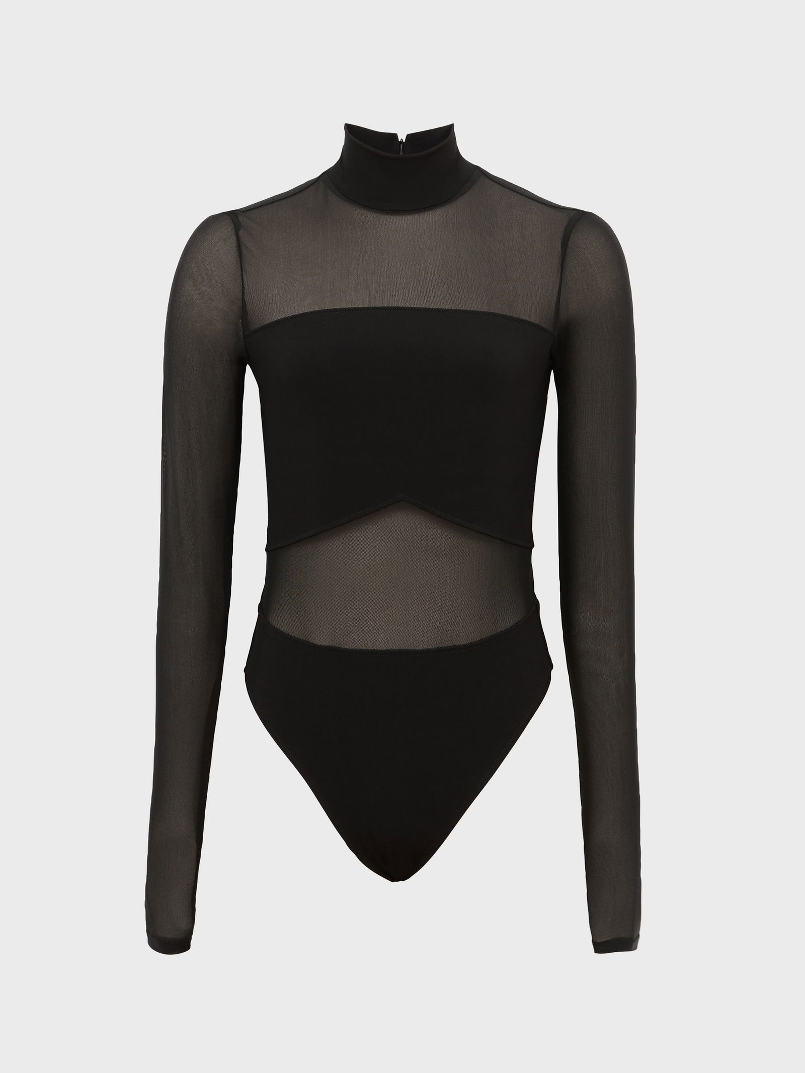REISS Myla Mesh Panel Bodysuit in Black Endource