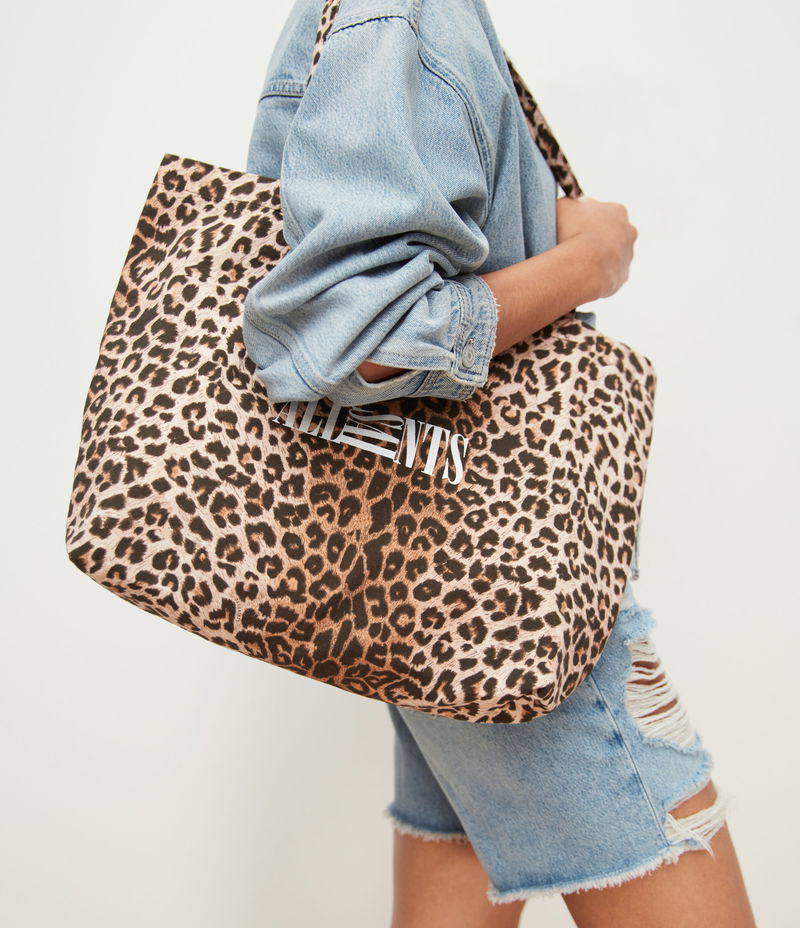 AllSaints opposite tote bag in leopard print