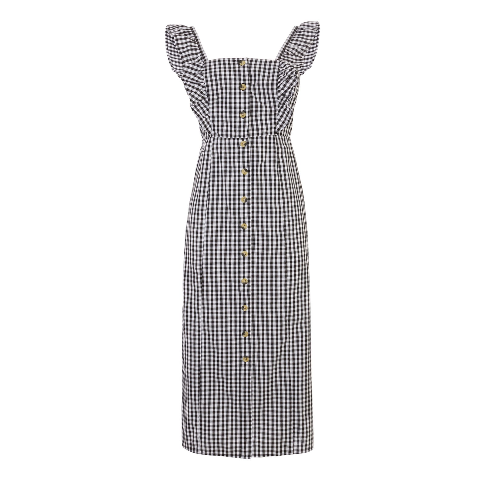 warehouse gingham midi dress (XS) 60s/70s Light Blue Gingham Midi Dress