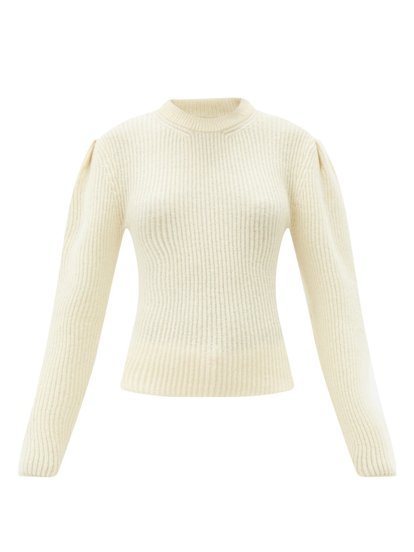 LEMAIRE Balloon-Sleeve Ribbed Wool Sweater in Ivory | Endource
