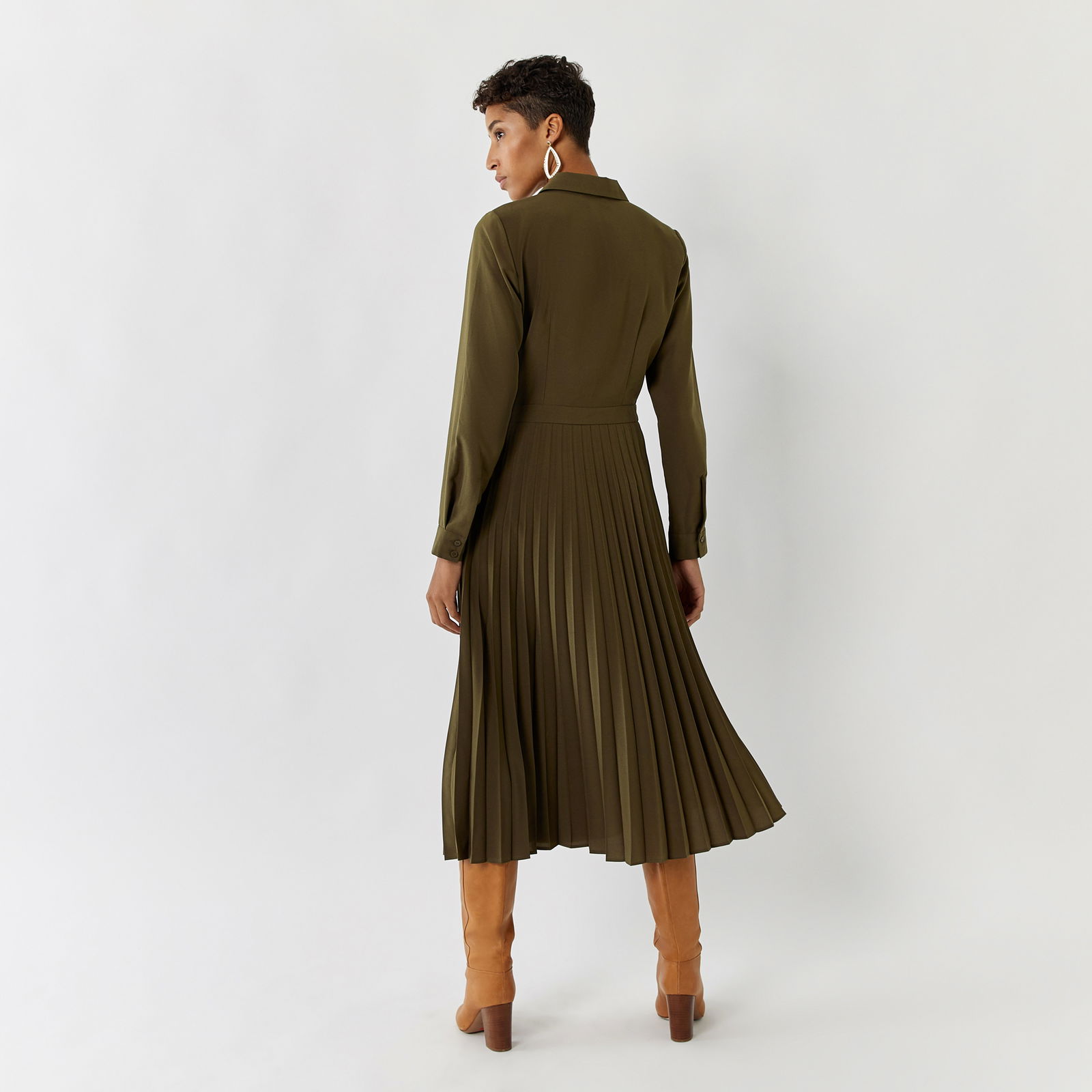 warehouse pleated midi dress Bright Green Warehouse Petite Chiffon Pleated One Shoulder Cut Out Midi Dress