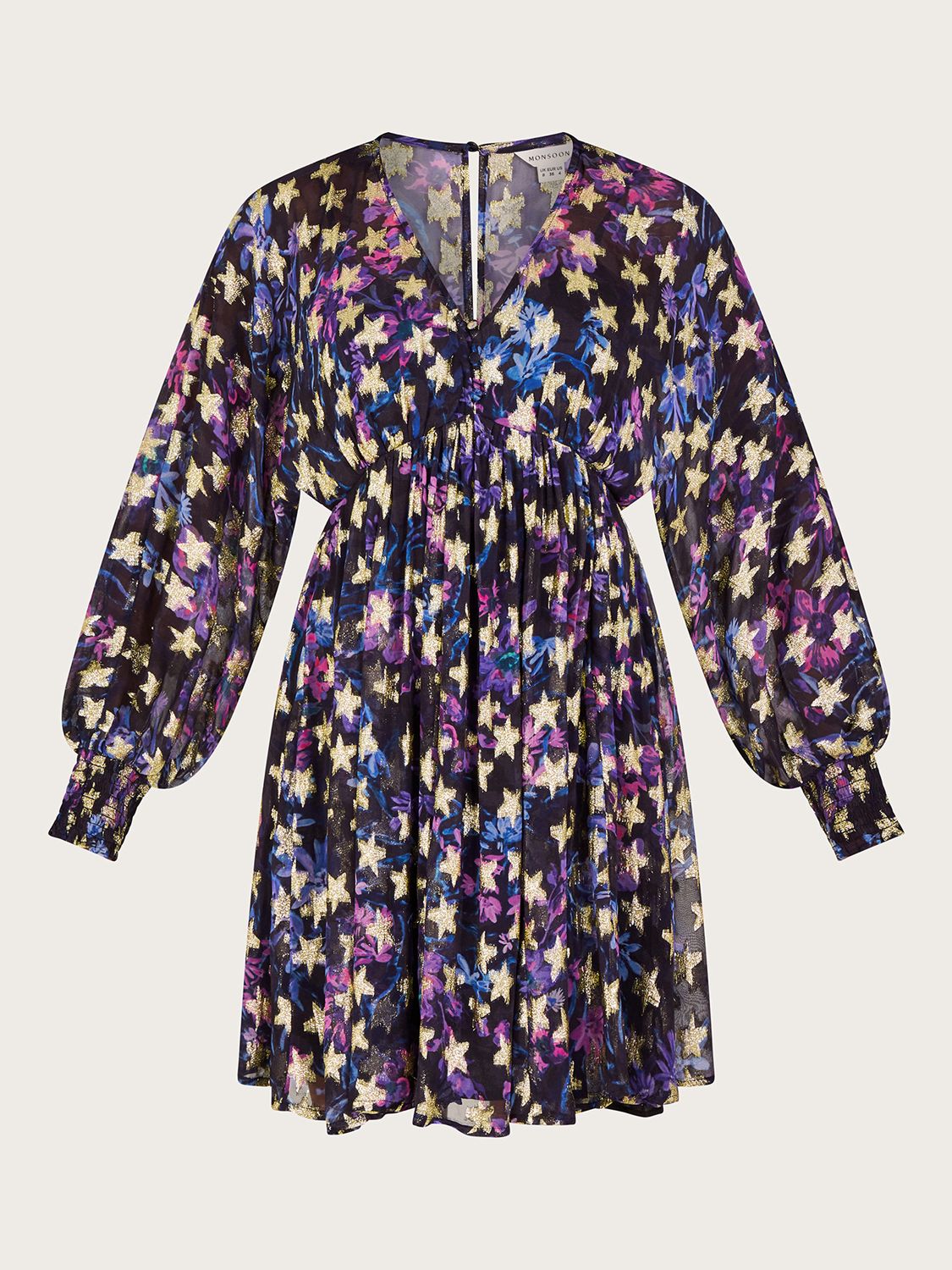 Monsoon Lia Star Print Lurex Mini Dress | Endource