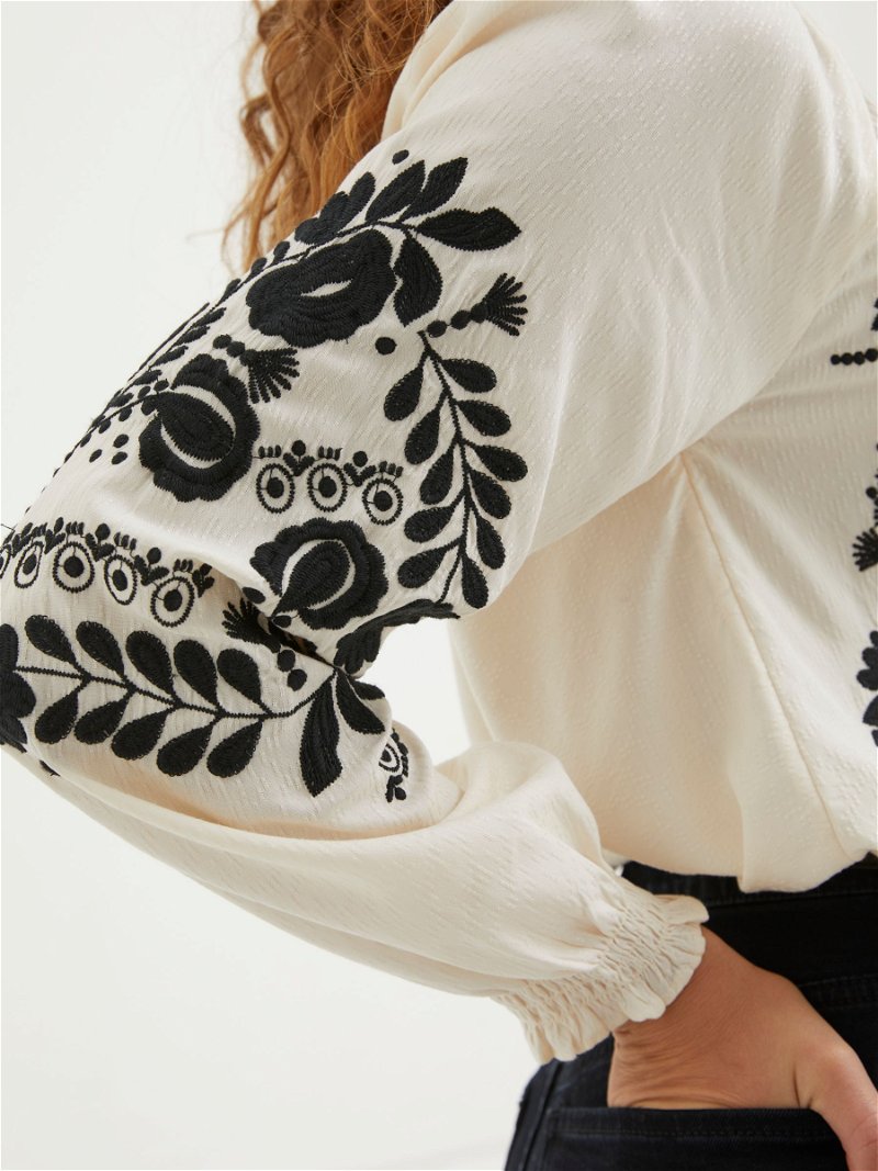 FatFace Natural Nicole Embroidered Blouse