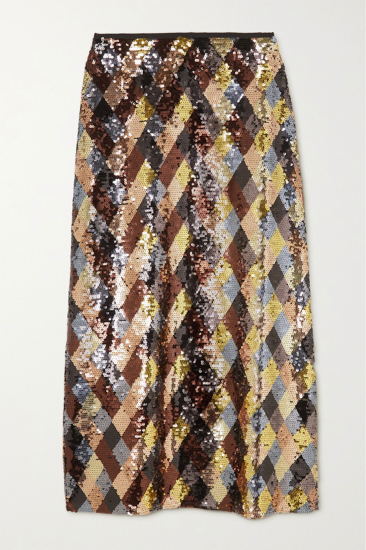 RIXO Kelly Sequinned Tulle Midi Skirt endource