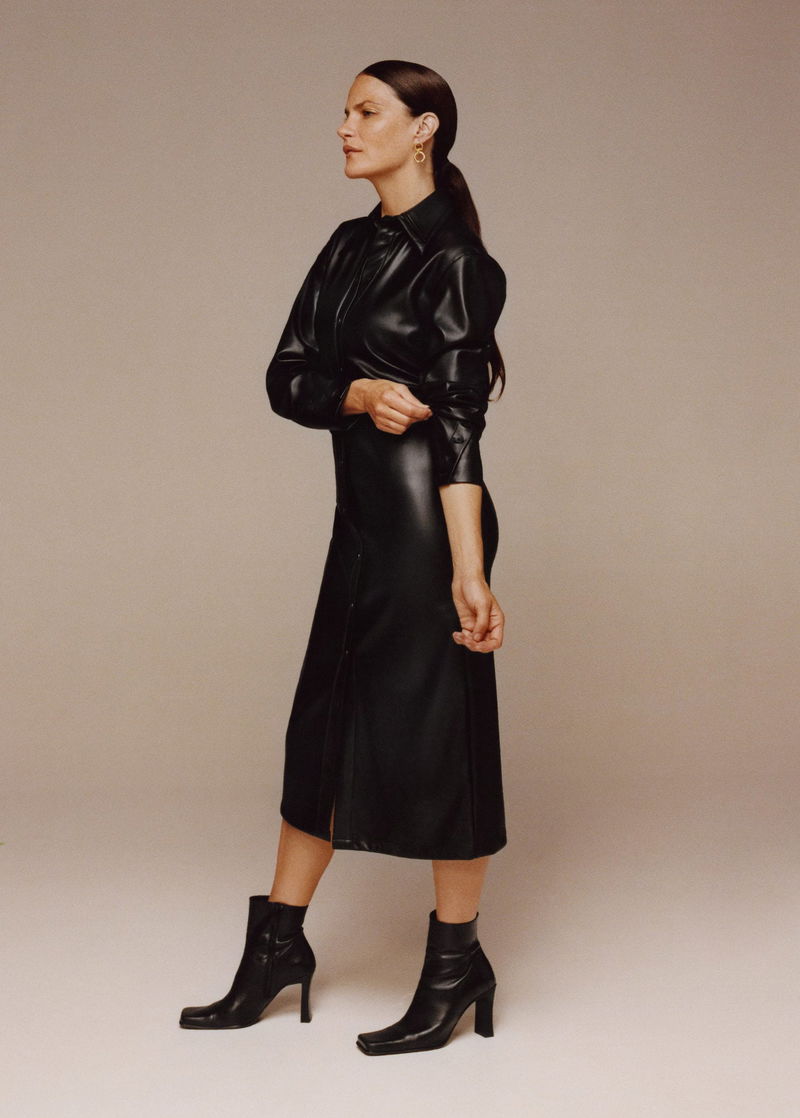 MANGO Faux-Leather Shirt Dress | endource
