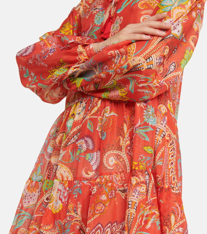 etro paisley cotton mini dress Etro Tiered Paisley-Print Cotton Mini Dress In White - 60% Off