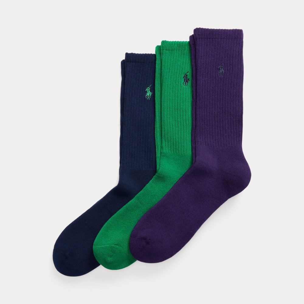Polo Ralph Lauren Assorted Flat-Knit Crew Socks (3-Pack) - Westport Big &  Tall