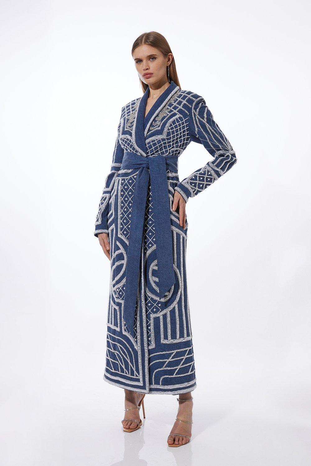 denim blazer dress Cinq  Sept Women's Jenessa Minidress - Indigo 8% Spandex Ecru Stripe Denim Blazer Dress