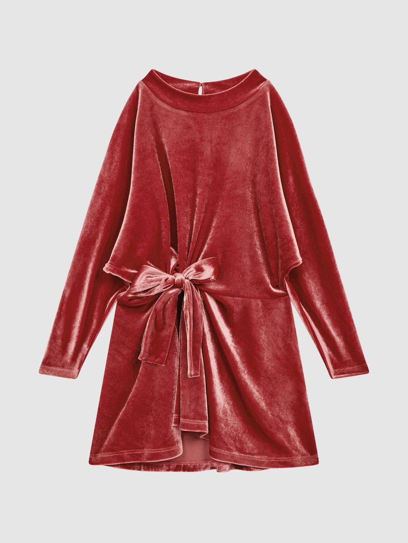REISS Esme Junior Velvet Tie Side Dress | endource