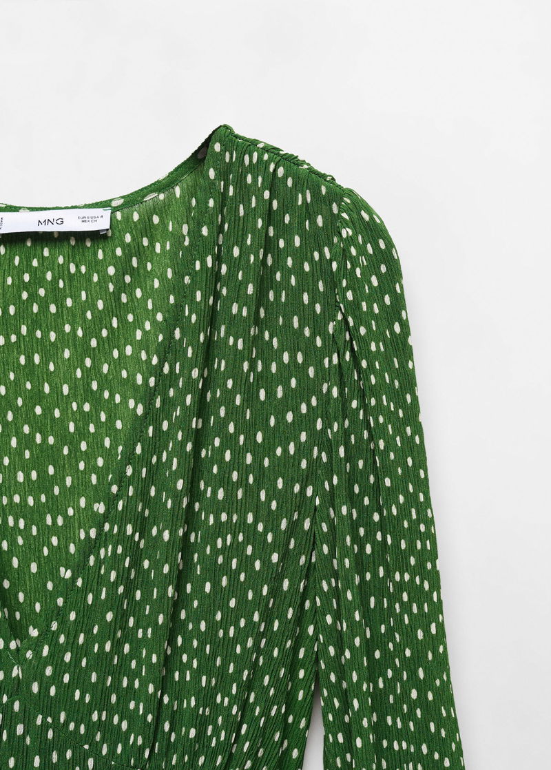 mango green polka dot dress Mango Green Polka Dot Button Down Knee Length Dress | Gently Used main image 1