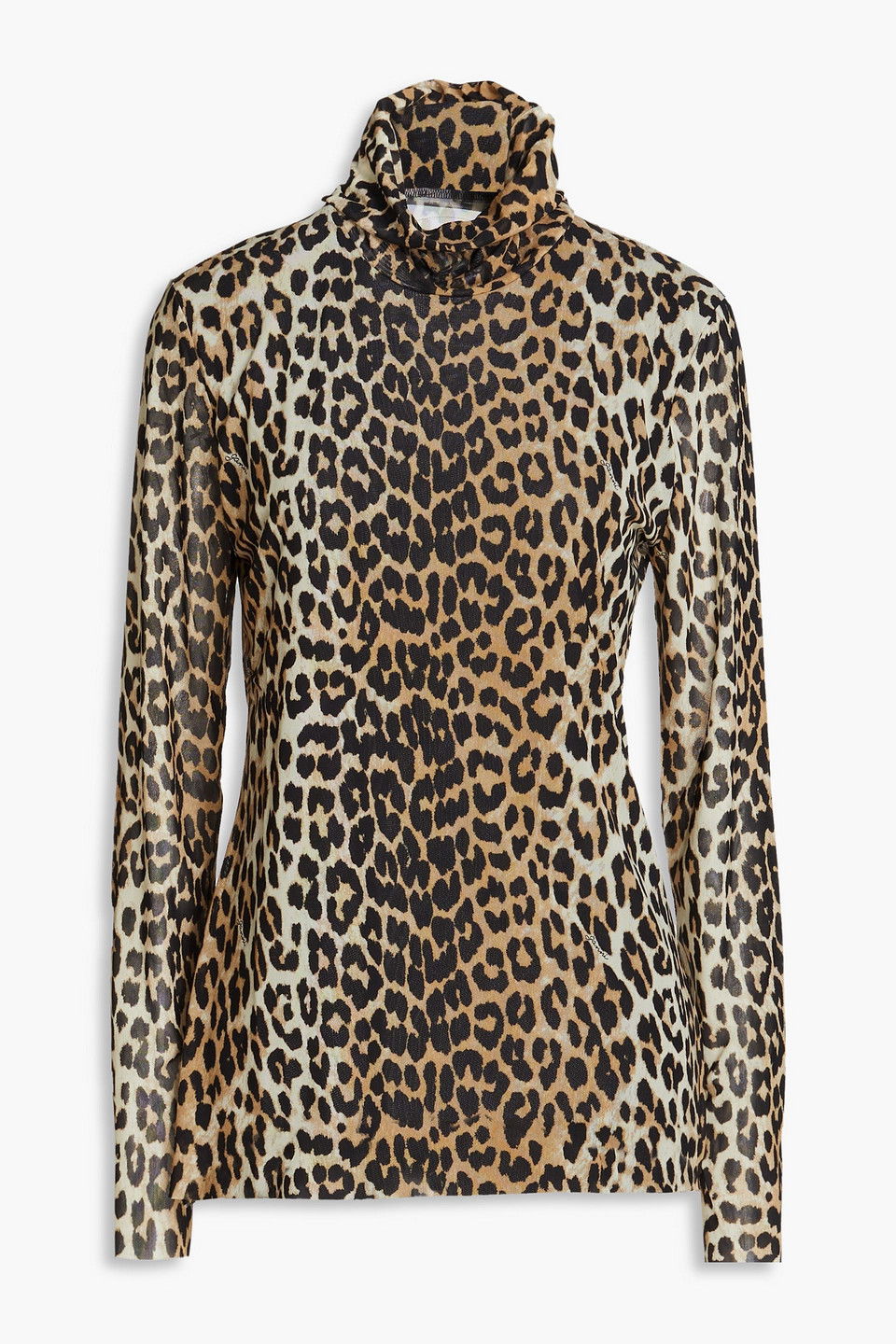Leopard Print Printed Turtleneck Mens GANNI Leopard-Print Stretch