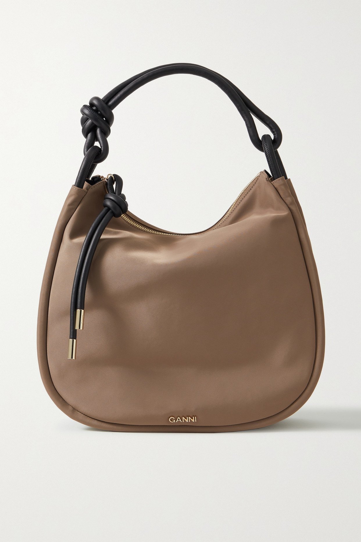 Mini recycled leather-trimmed shell shoulder bag