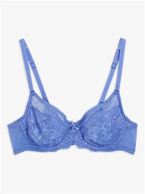 AND/OR Wren Lace Underwired Plunge Bra, B-F Cup Sizes, Dark Sea at