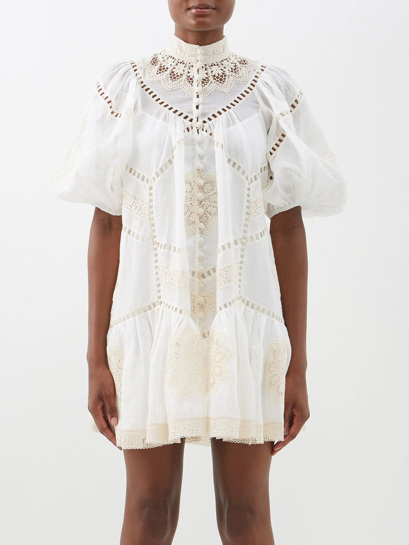 chinese dress ladies Zimmermann // Ivory Jude Crochet Trim Midi Dress  VSP Consignment