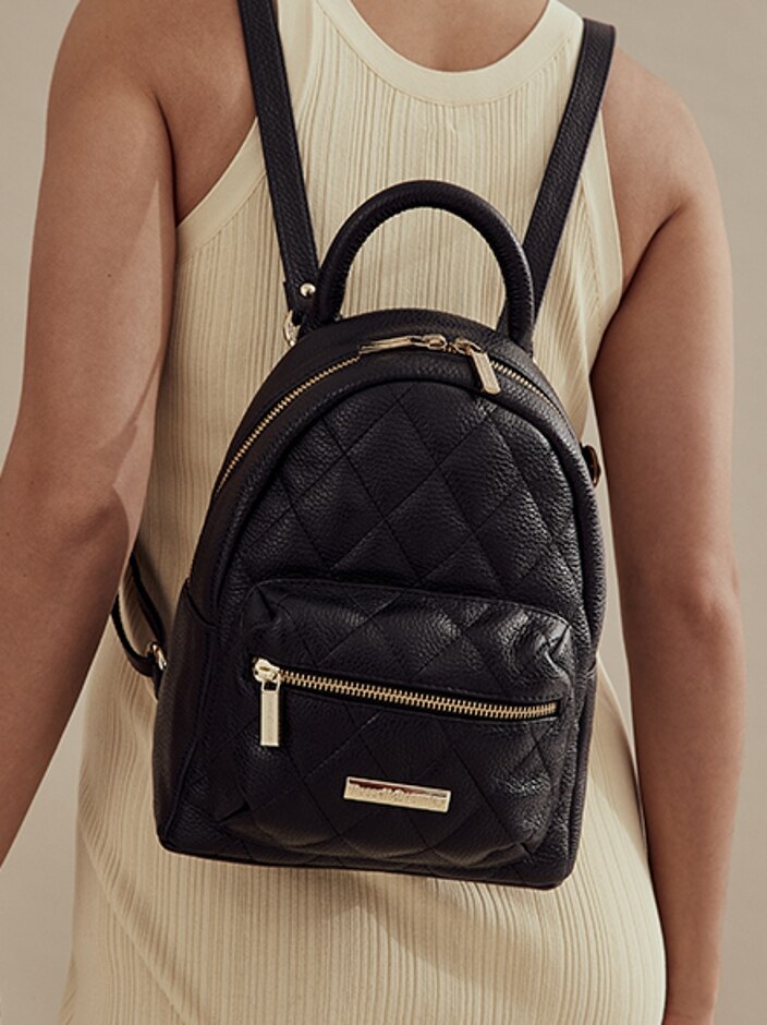 Russell & Bromley Navy blue quilted leather backpack. RUSSELL & BROMLEY Quiltpack Quilted Top Handle Leather  main image 3