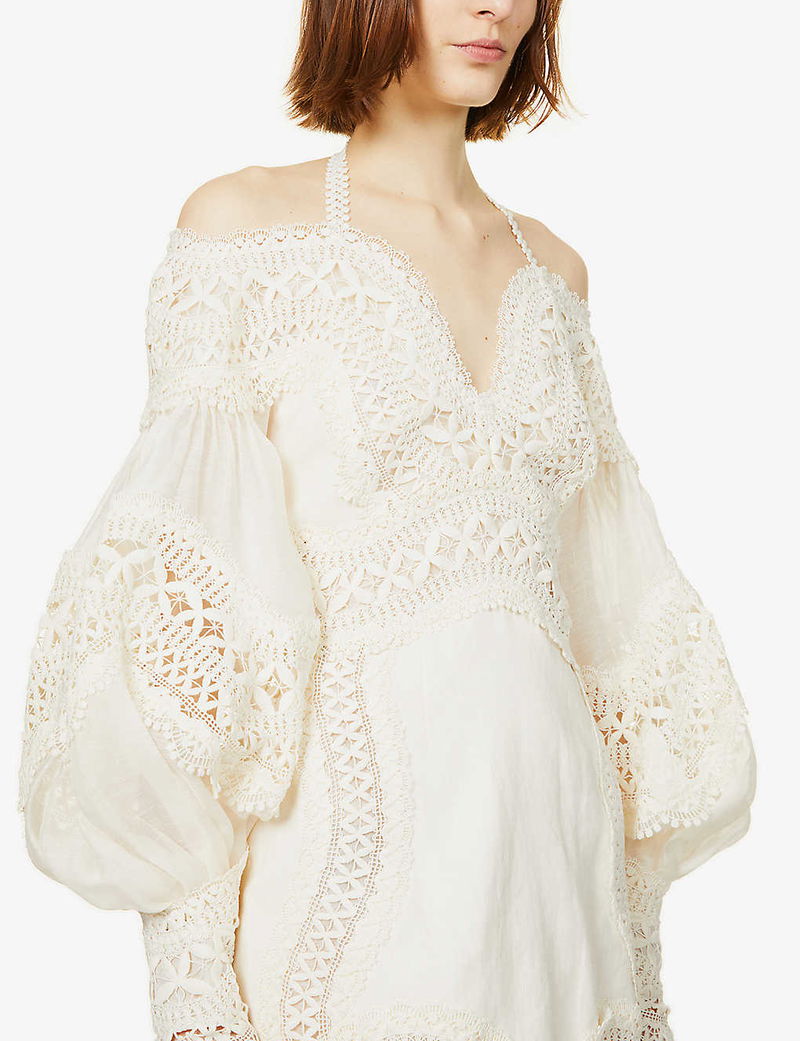 ZIMMERMANN Postcard Embroidered Linen-Silk Blend Mini Dress | endource ZIMMERMANN Postcard Embroidered Linen-Silk Blend Mini Dress | endource