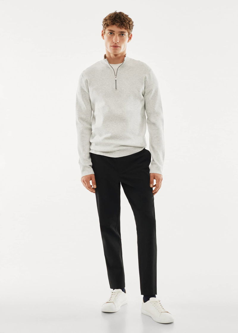 MANGO Zipped High Collar Sweater | Endource 