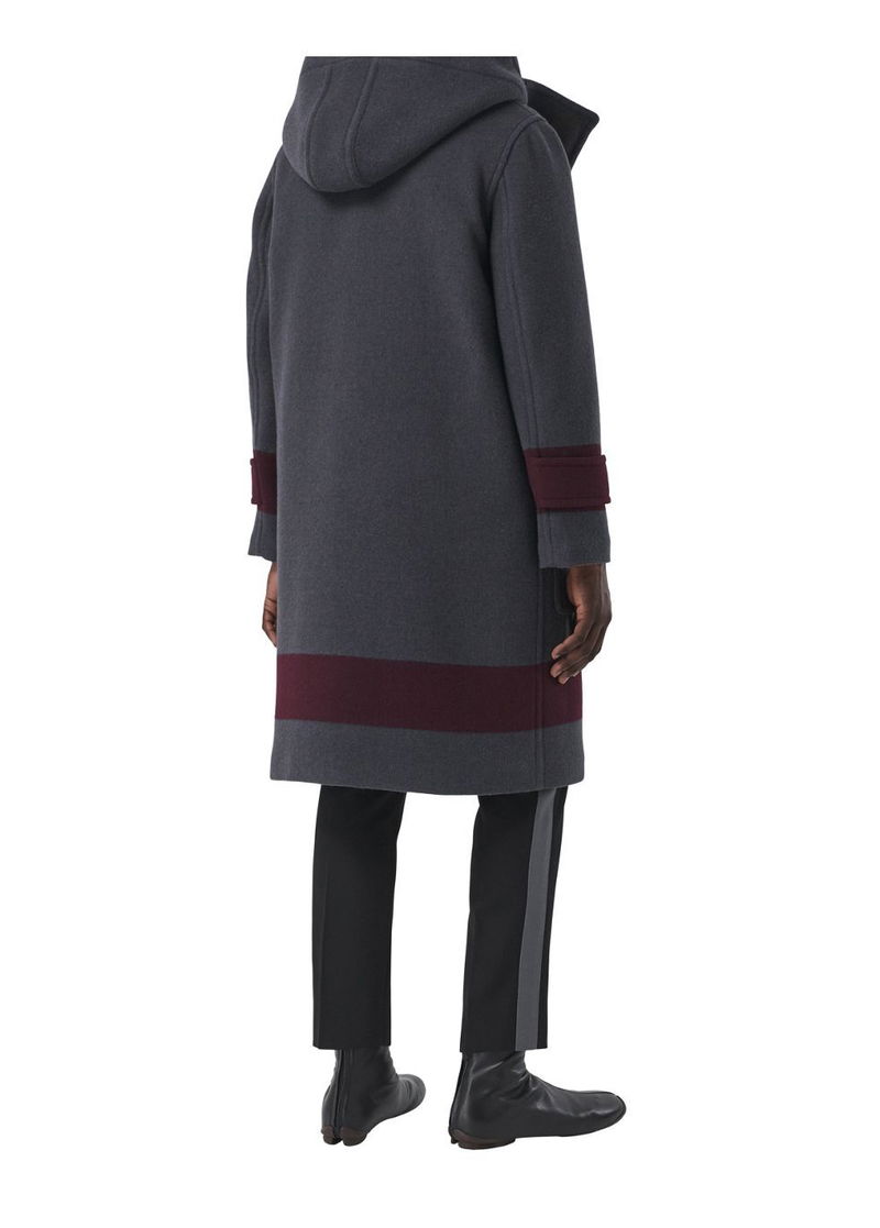 Wool Blend Burberry Mens Toggle Coat BURBERRY Striped Wool Duffle
