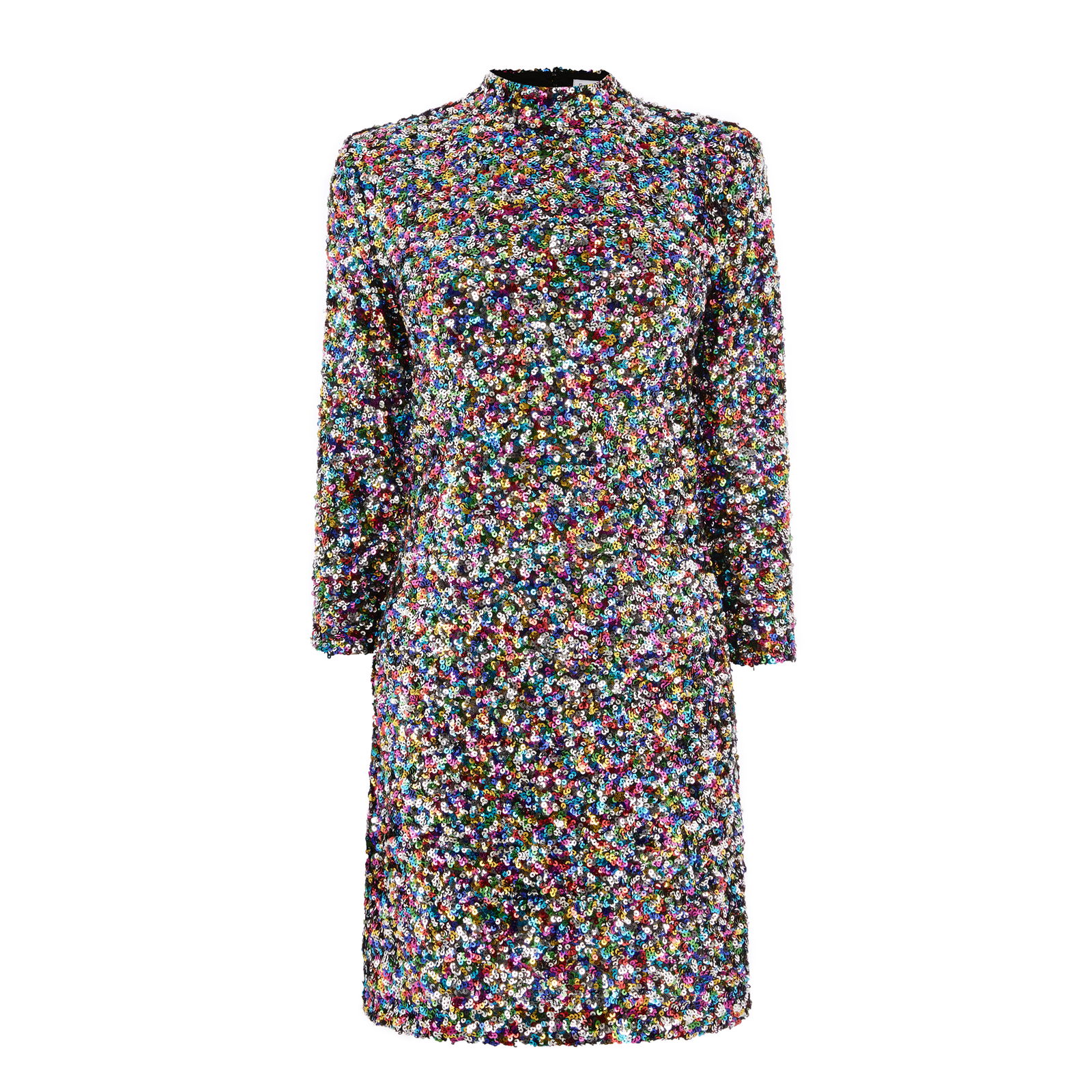 WAREHOUSE Rainbow Sequin High Neck Dress | endource