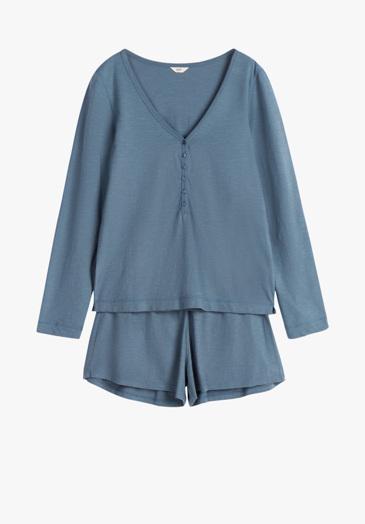 HUSH Wyat Henley Short Pyjamas in Mid Blue | endource