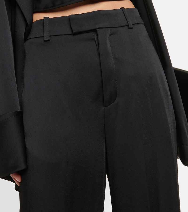 SAINT LAURENT High-Rise Wide-Leg Crêpe Pants in Black