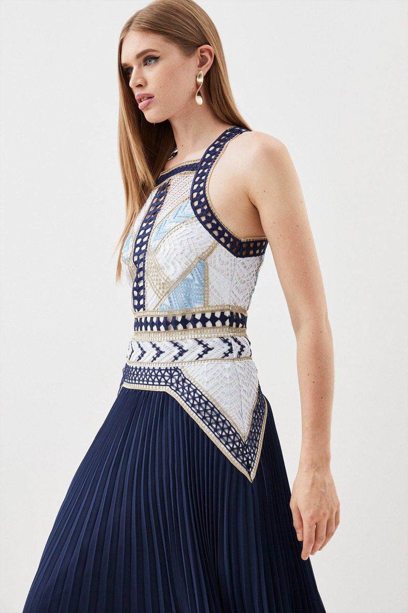karen millen blue lace embroidered dress KAREN MILLEN lace mini dress with embroidered flowers Jet Set Dresses