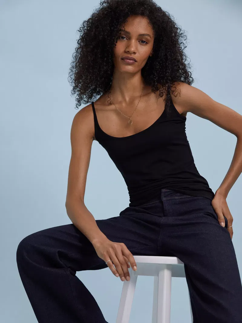 HUSH Essential Cami Top, Black at John Lewis & Partners