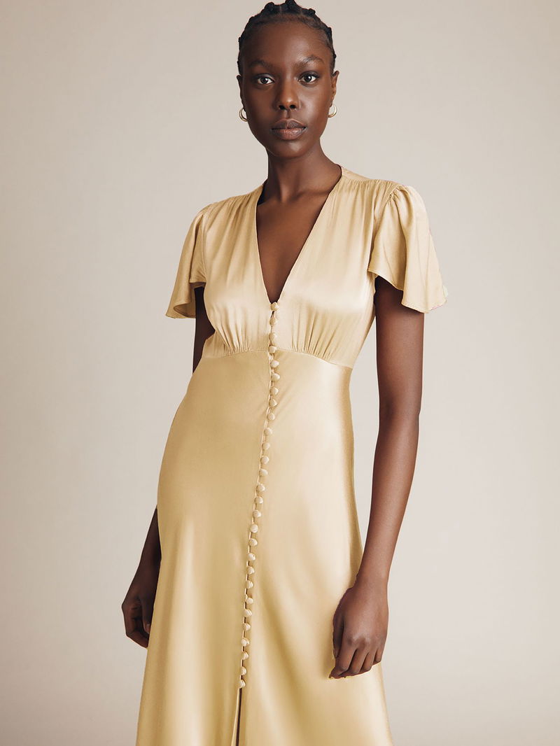 green and yellow dress Christy Green Vintage-Inspired Dress - Sustainable Style
