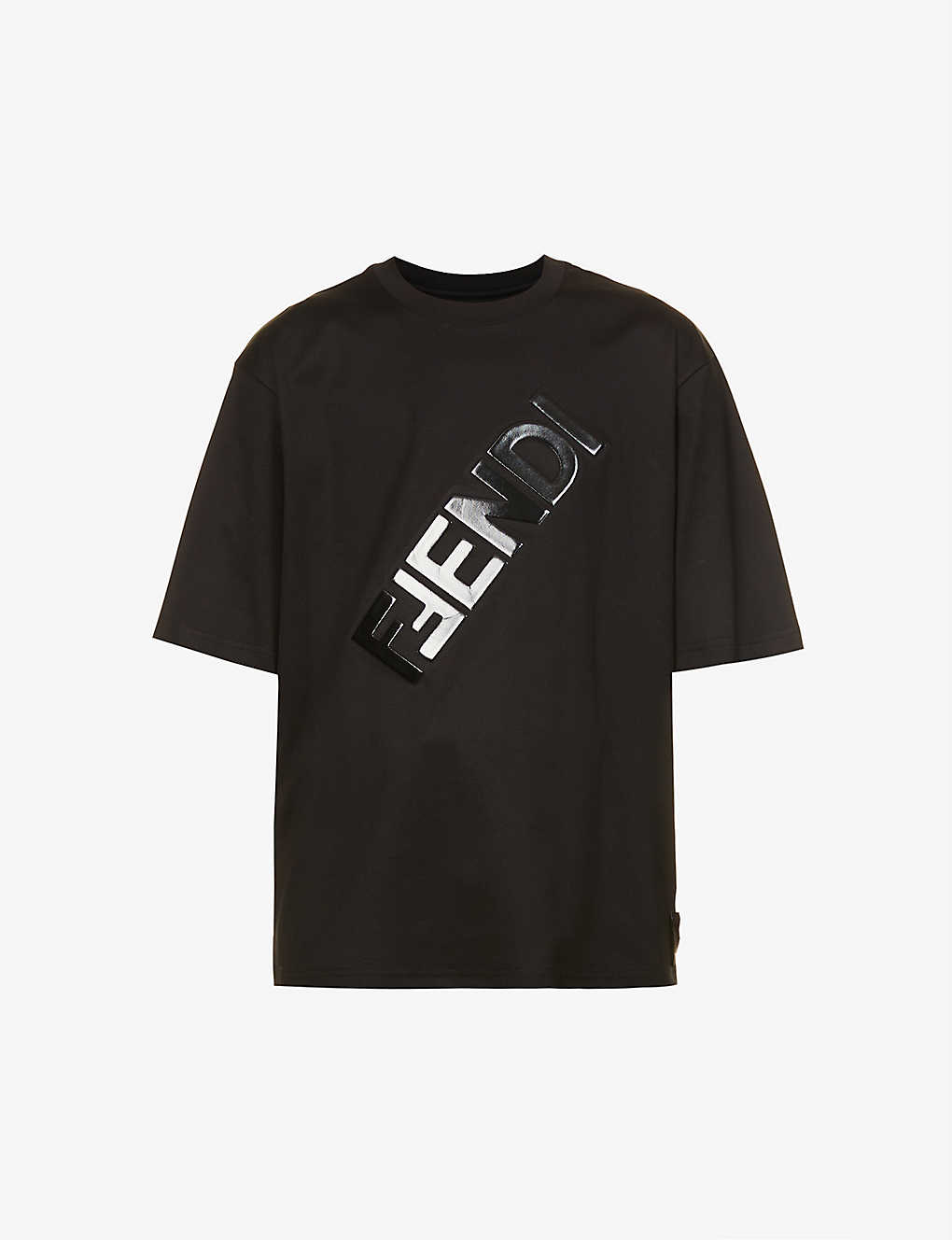 Fendi Black Embossed Logo Print Cotton Fendirama T-Shirt M Fendi