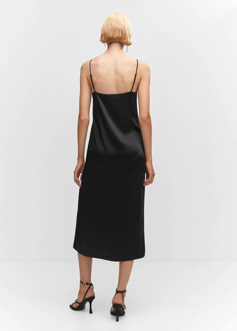 mango side slit satin dress Asymmetrical satin dress with side slits - Women