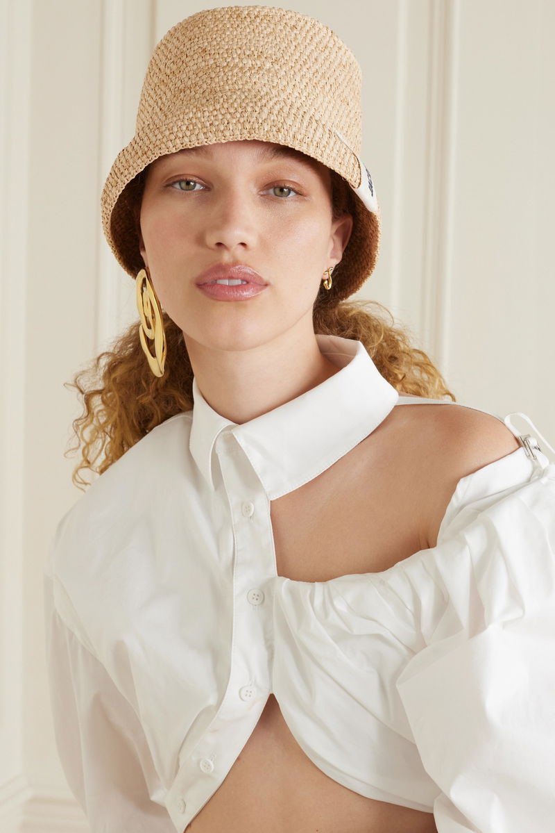 JACQUEMUS Le Bob Raphia Grosgrain-Trimmed Raffia Bucket Hat  display picture 1
