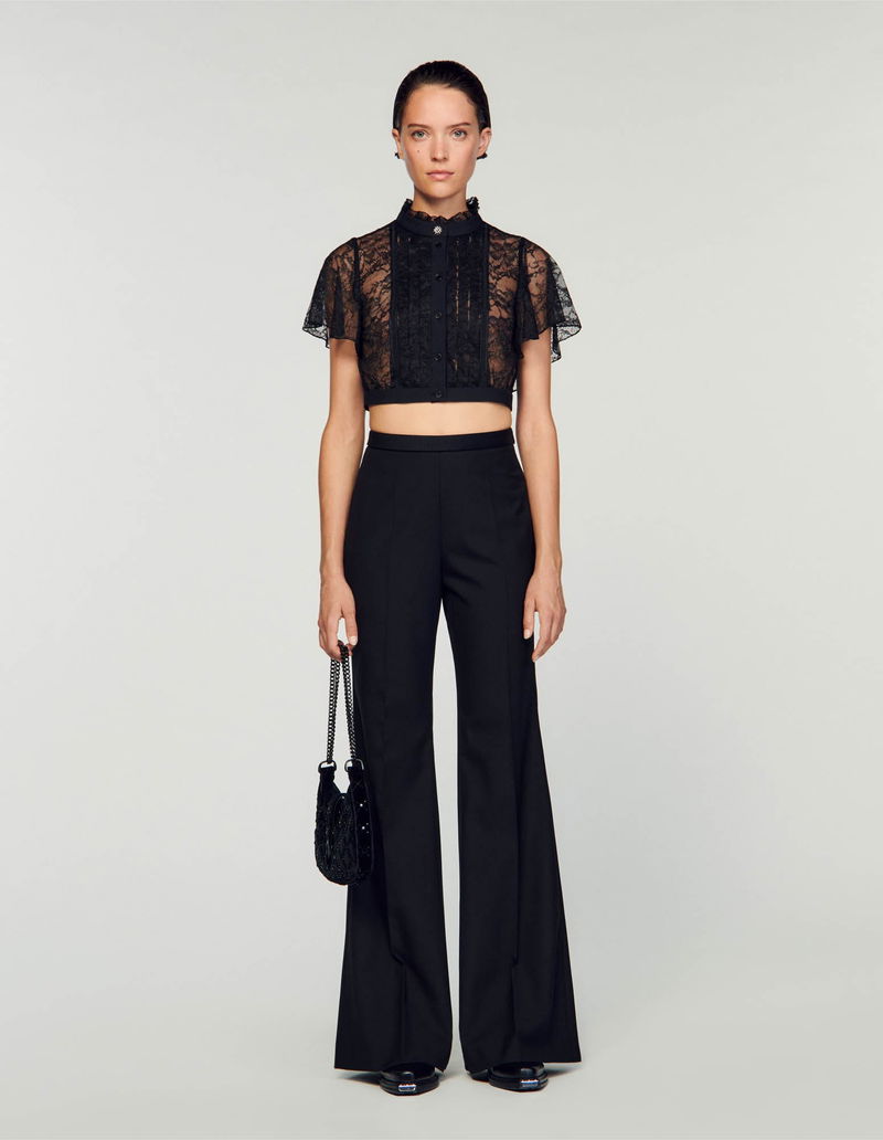 SANDRO Short Lace Blouse endource - Main Image