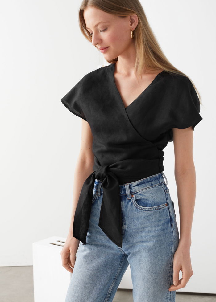 & OTHER STORIES Linen Blend Wrap Top Endource