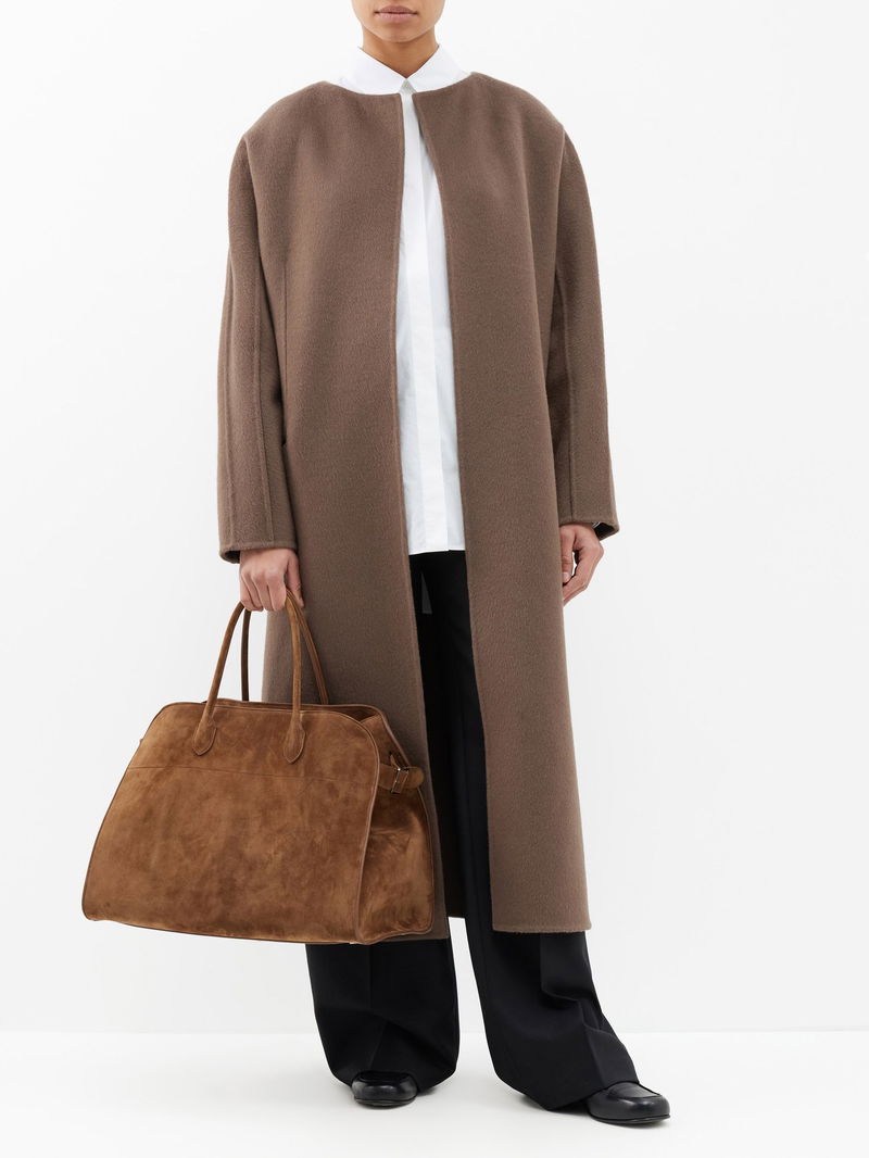 THE ROW Margaux 17 Suede Handbag | endource
