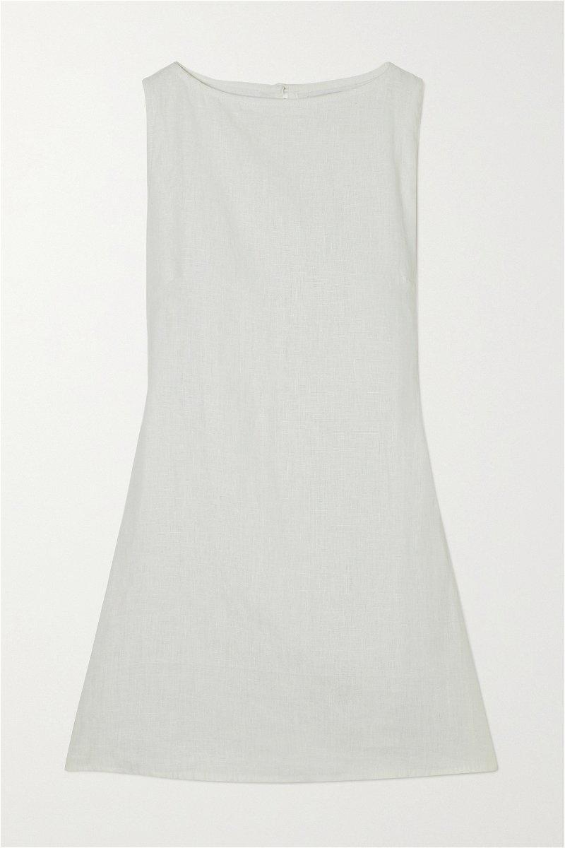 FAITHFULL THE BRAND Lui Linen Mini Dress in White