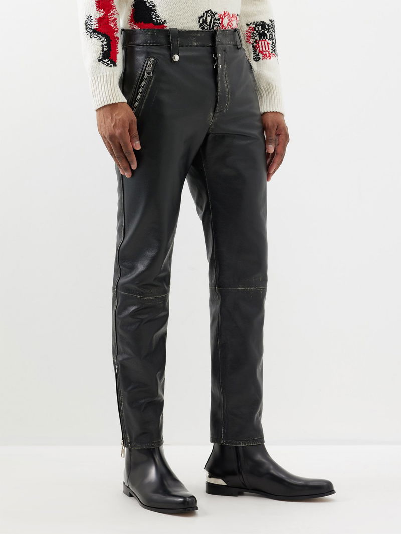 ALEXANDER MCQUEEN Distressed Leather Trousers endource - Main Image