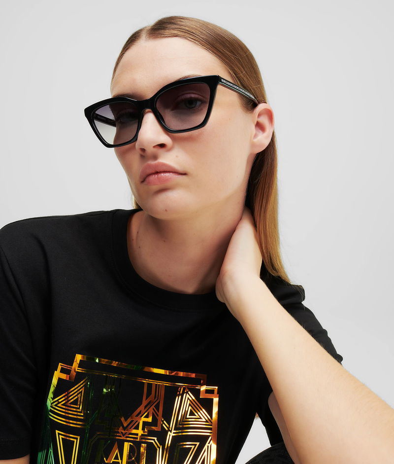 Black Ribbon-logo cat-eye acetate sunglasses