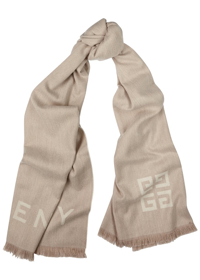 Wool And Cashmere Logo Scarf in Beige - Givenchy