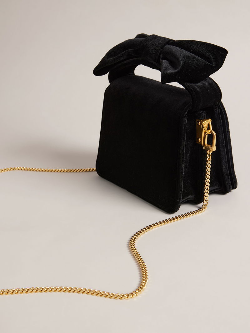 TED BAKER Nialina Bow Chain Strap Velvet Shoulder Bag endource