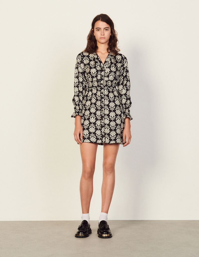 sandro short printed silk dress SANDRO Short Printed Silk Dress
