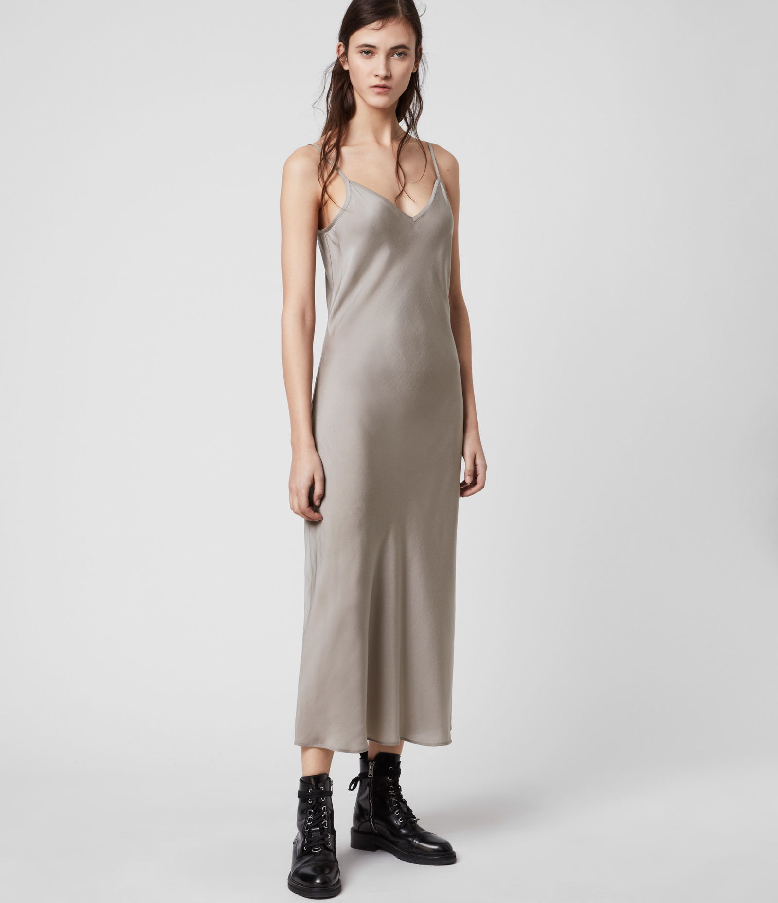 ALLSAINTS Tierney Slip Dress in Pearl Grey | endource