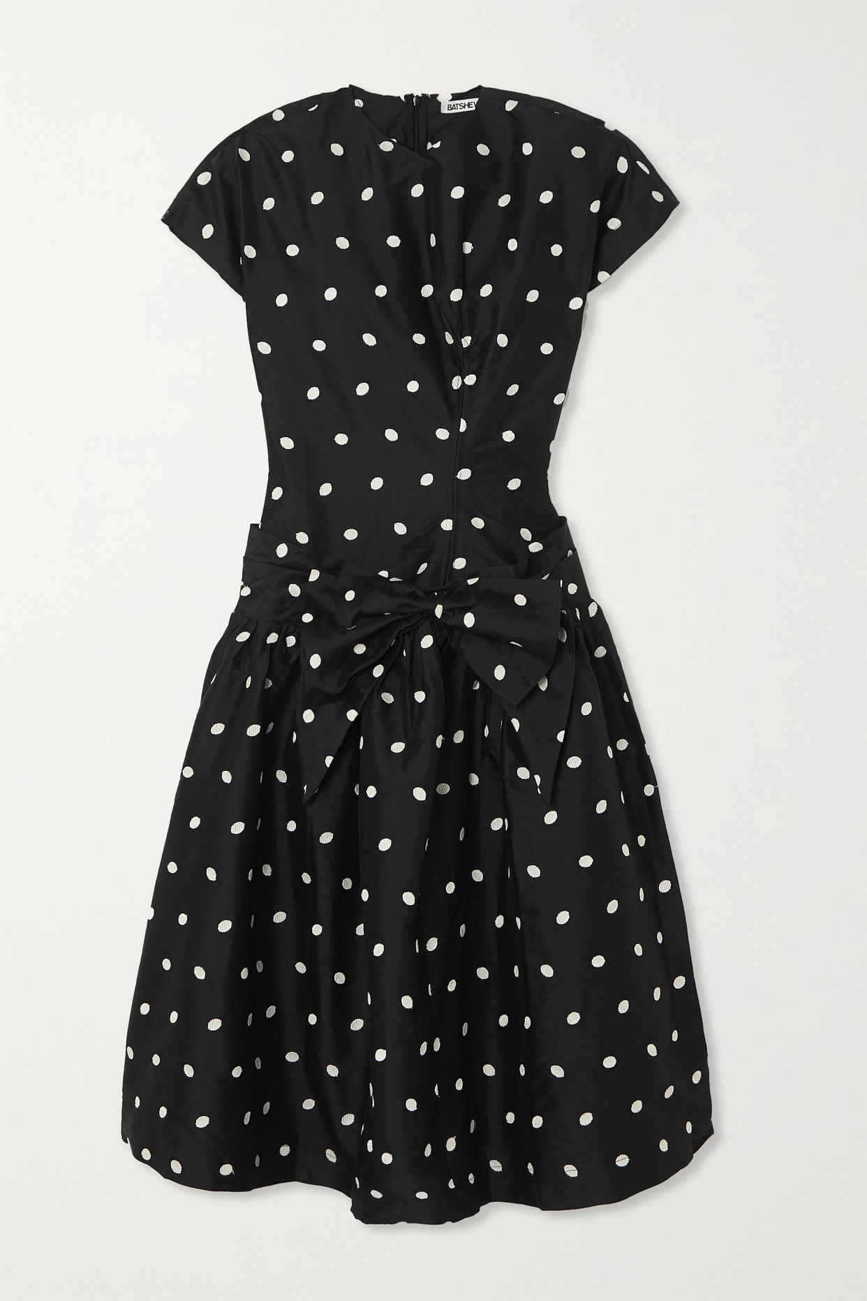 BATSHEVA Buffy Embroidered PolkaDot Taffeta Midi Dress Endource