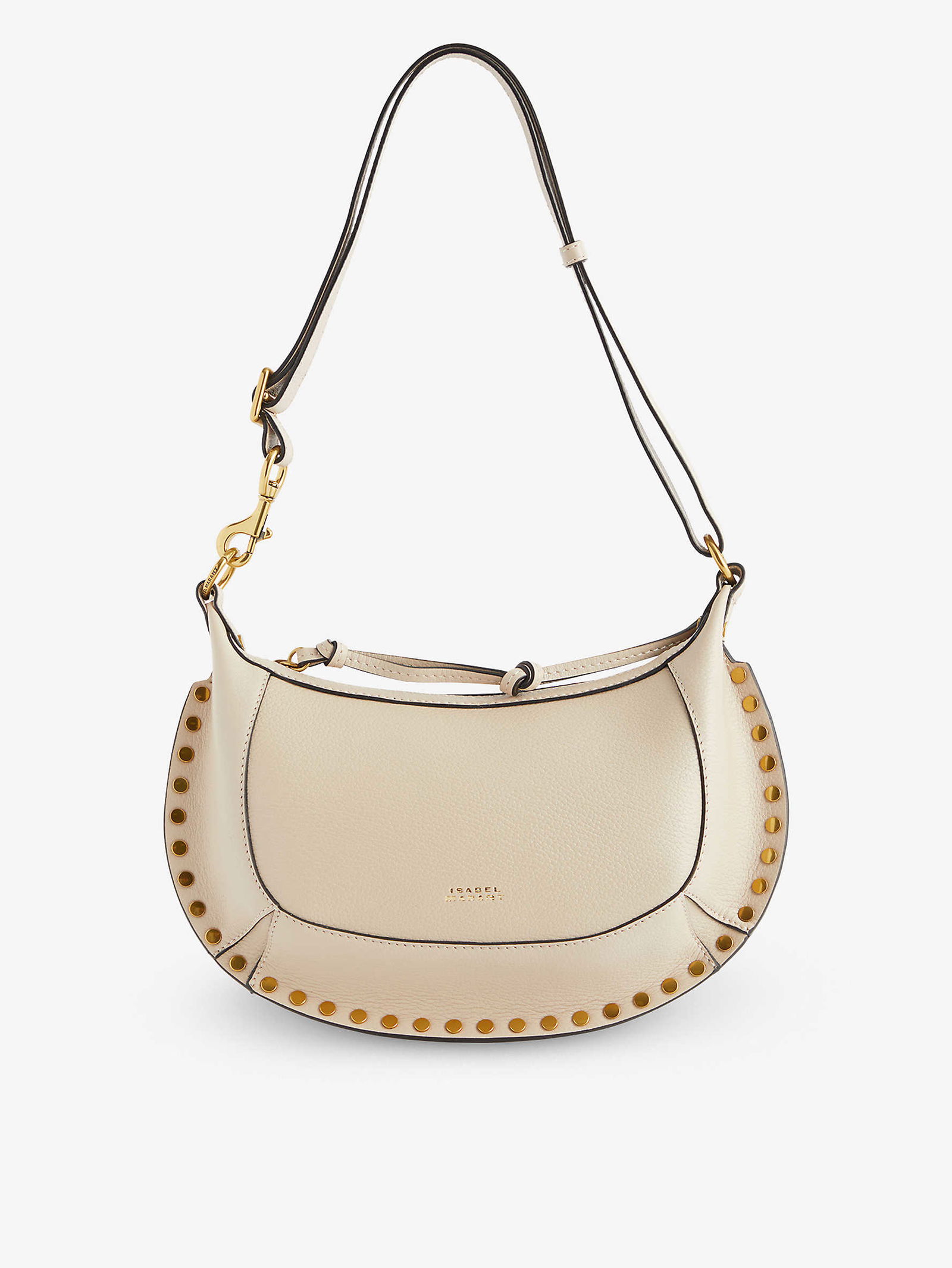 ISABEL MARANT Oskan Curved Leather Shoulder Bag in LIGHT BEIGE | Endource