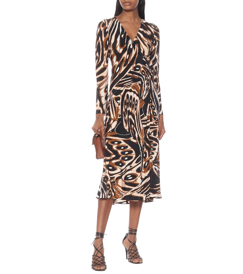 DIANE VON FURSTENBERG Tilly Printed Silk Midi Wrap Dress endource