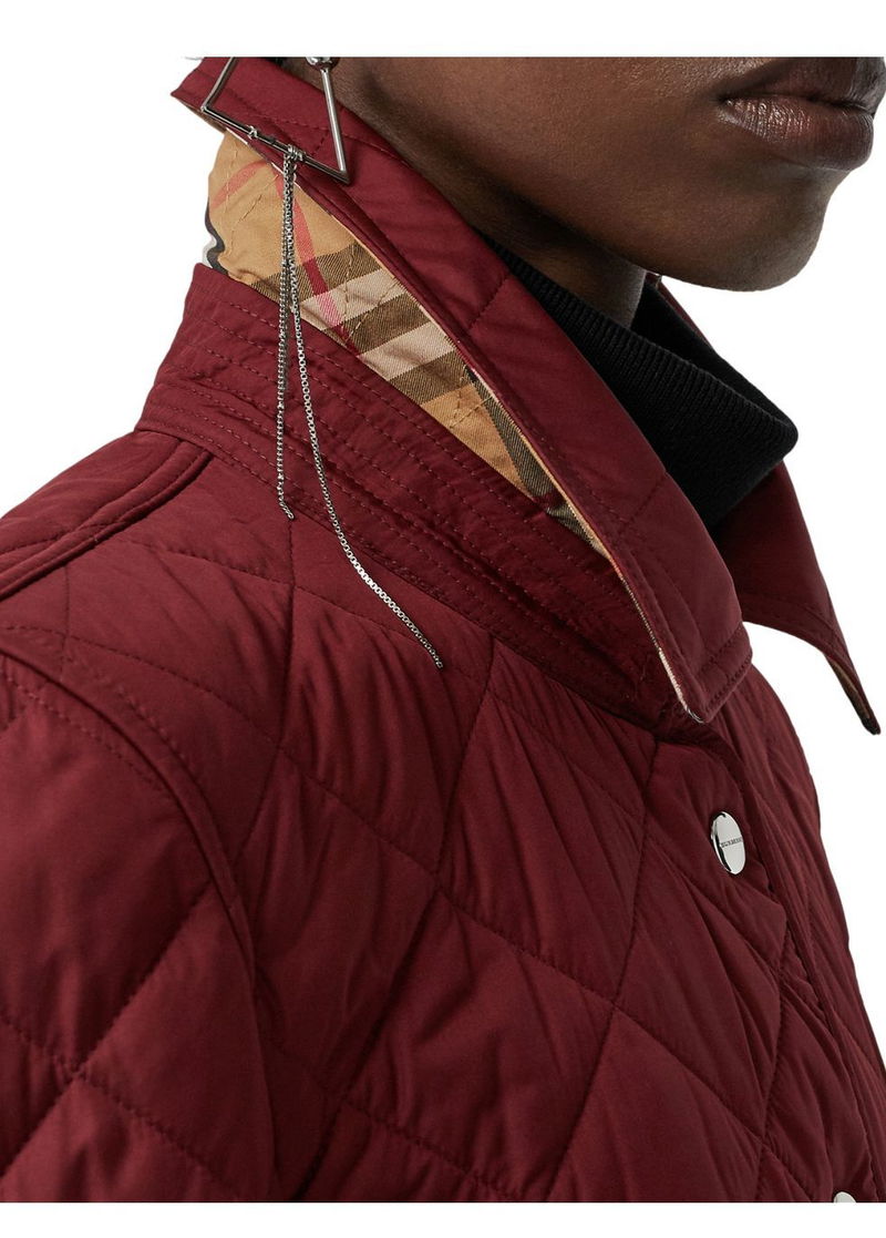 burberry embroidered crest diamond quilted jacket