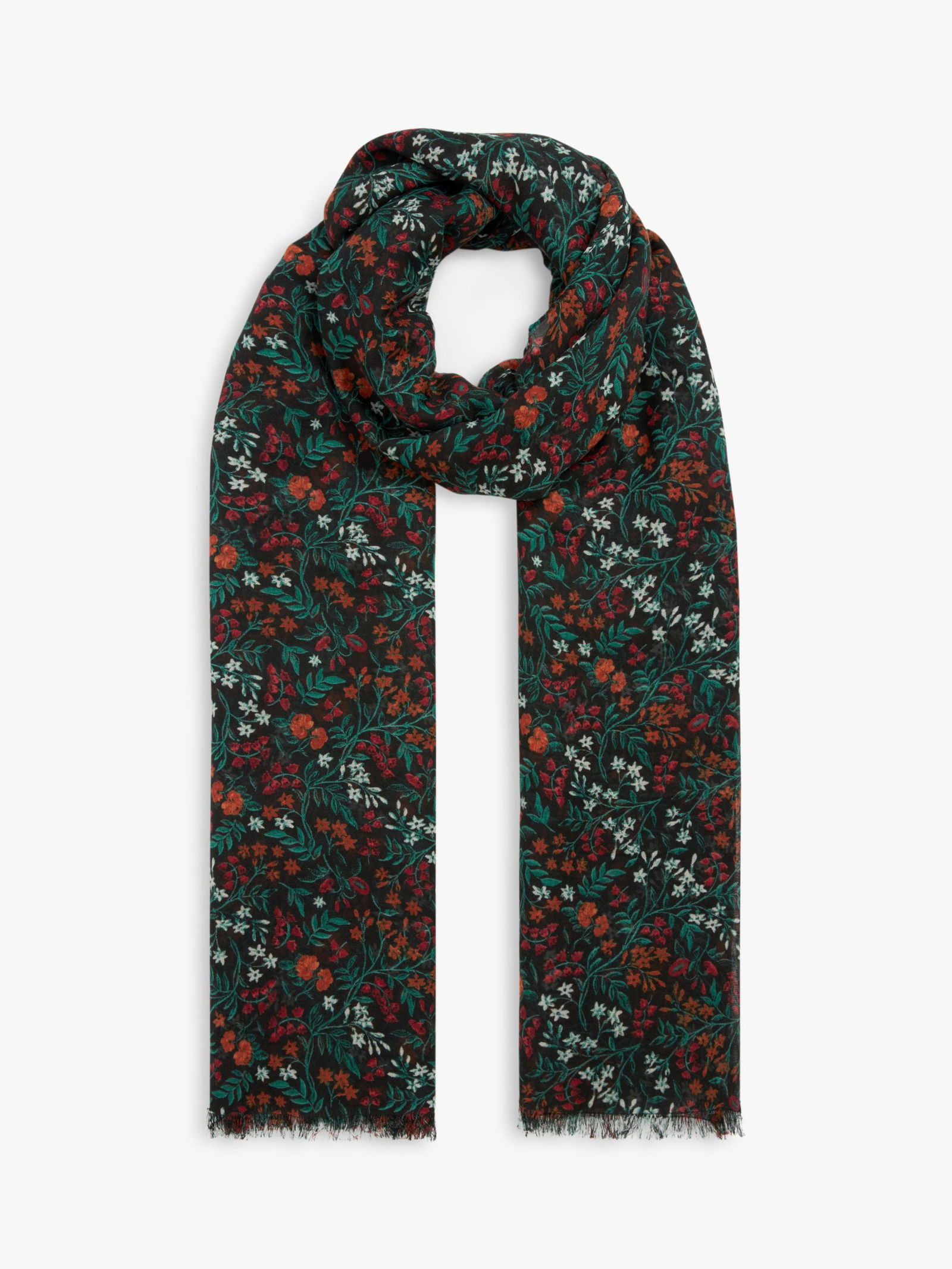 John Lewis Recycled Polyester Floral Print Scarf, Blue