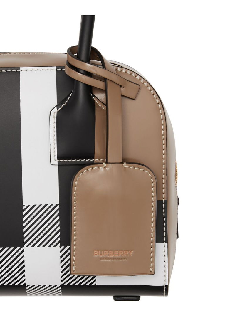 BURBERRY Mini Check Leather Half Cube Bag endource