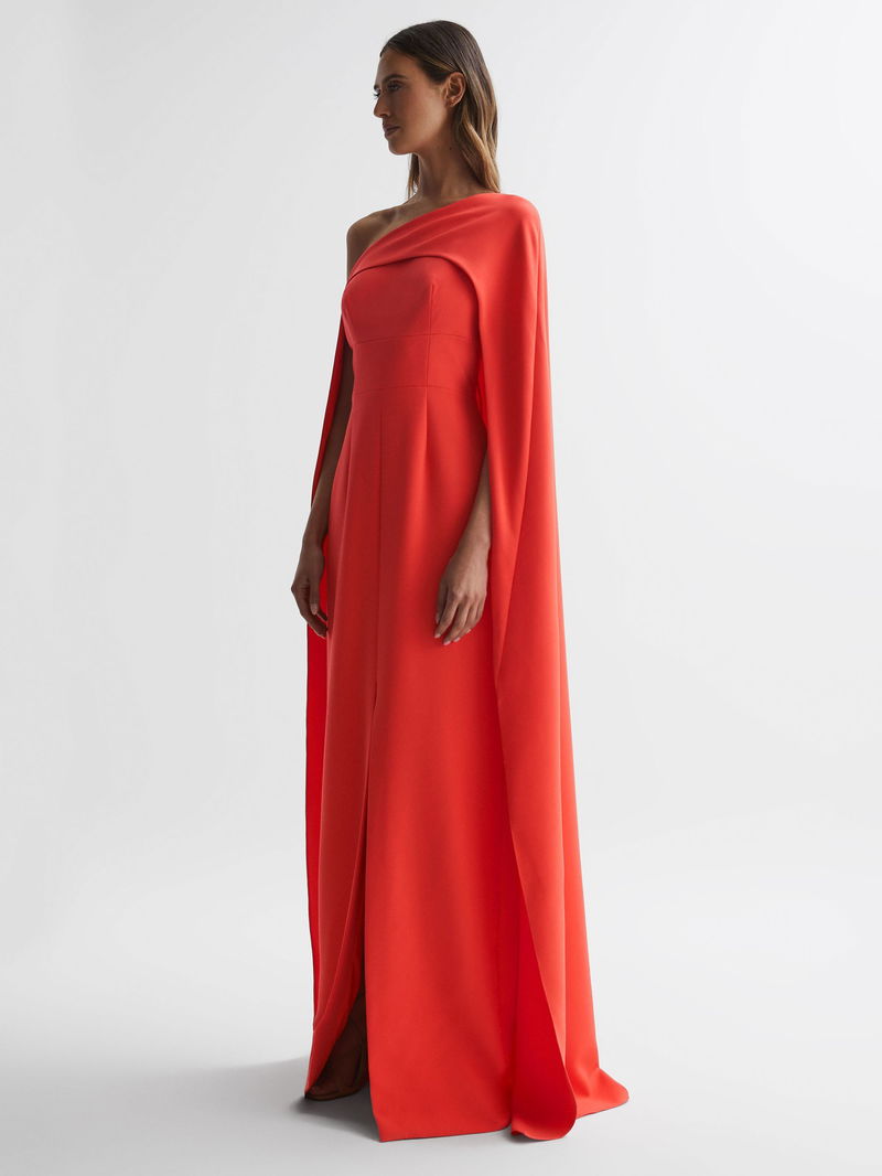 Elycia Gown Halston Heritage Red Dress HALSTON Elycia One Shoulder