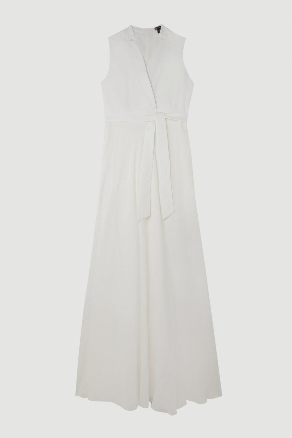 lydia millen linen tie belted midaxi dress