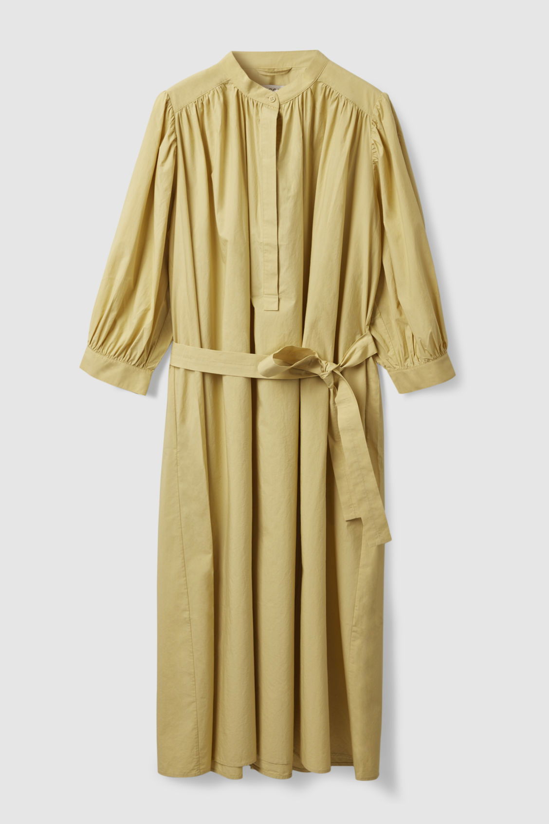 COS Puff-Sleeve Belted Dress in YELLOW